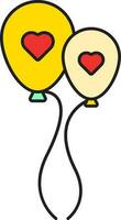 coração símbolo balões ícone dentro amarelo e vermelho cor. vetor