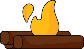 plano queimando madeira ícone dentro Castanho e amarelo cor. vetor