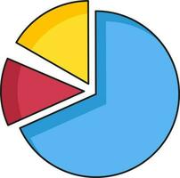 plano estilo três parte torta gráfico colorida ícone. vetor