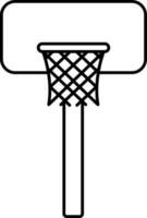 Preto fino linha arte do basquetebol internet ficar de pé ícone. vetor