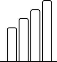 crescendo Barra gráfico com quatro nível Preto esboço ícone. vetor
