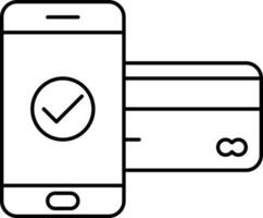 Verifica Smartphone com Forma de pagamento cartão para conectados Forma de pagamento acidente vascular encefálico ícone. vetor