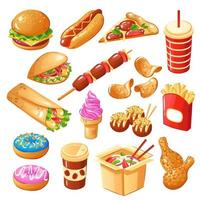 ilustração vetorial conjunto de ícones de fast food vetor
