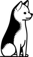 Shiba - Preto e branco isolado ícone - vetor ilustração