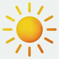 amarelo Sol ícone. solar ícone. realista Sol ícone para clima Projeto. na moda verão símbolo. vetor ilustração