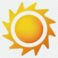 amarelo Sol ícone. solar ícone. realista Sol ícone para clima Projeto. na moda verão símbolo. vetor ilustração