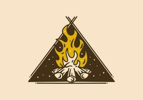 mono linha arte ilustração do uma fogueira vetor