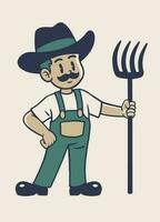 mascote personagem do agricultor dentro retro vintage estilo vetor