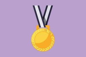 gráfico plano Projeto desenhando ouro medalha prêmio ícone. primeiro Lugar, colocar campeão recompensa símbolo. ganhando campeonatos, fósforos e Esportes competições. melhor realização sempre. desenho animado estilo vetor ilustração