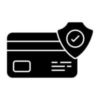 uma sólido Projeto ícone do seguro cartão Forma de pagamento vetor