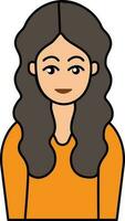 laranja vestir vestindo inteligente menina aberto cabelo plano ícone. vetor