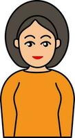 laranja vestir vestindo inteligente menina desenho animado ícone. vetor