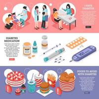 ilustração vetorial de banners isométricos de diabetes vetor