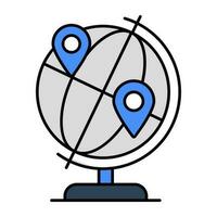 conceptual plano Projeto ícone do mapa globo vetor