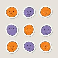 colorida mão desenhado diferente emoji adesivos coleção vetor