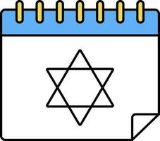 judaico calendário ícone dentro azul e amarelo cor. vetor