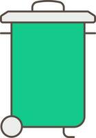 plano estilo caixote de lixo ícone dentro verde cor. vetor