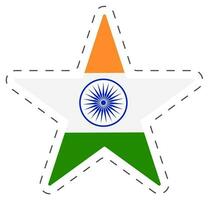 Estrela forma indiano nação bandeira adesivo dentro tricolor. vetor