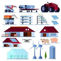 ilustração em vetor conjunto plano ortogonal agricultura inteligente