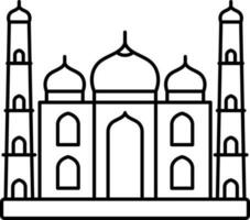 ilustração do taj mahal ícone dentro Preto linha arte. vetor