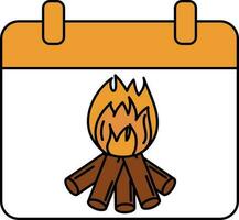 fogueira símbolo calendário Castanho e laranja ícone. vetor