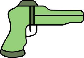 plano estilo arma de fogo ícone dentro verde cor. vetor
