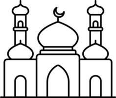 Preto esboço mesquita ícone ou símbolo. vetor