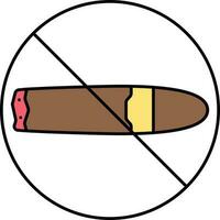 não fumar com charuto Castanho e amarelo ícone. vetor