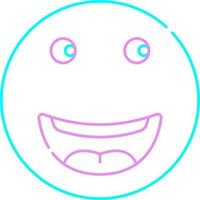 alegre desenho animado emoji face Rosa e turquesa linear ícone. vetor