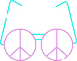 Paz símbolo óculos Rosa e turquesa linha arte ícone. vetor