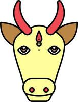 vaca ou touro face ícone dentro vermelho e amarelo cor. vetor