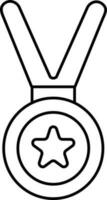 plano Estrela medalha Preto linear ícone ou símbolo. vetor
