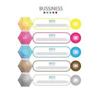 modelo infográfico em modelo de 5 etapas para apresentação de gráfico de diagrama e gráfico vetor