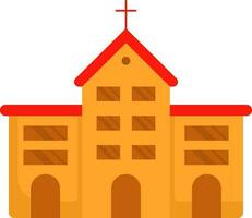 laranja e vermelho Igreja construção plano ícone. vetor