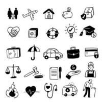 conjunto de ícones de conceito de seguro