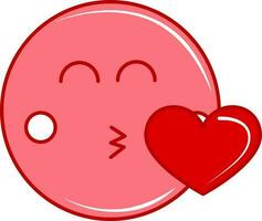 plano ilustração do se beijando desenho animado face emoji ícone dentro vermelho cor. vetor