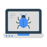 uma plano Projeto ícone do infectado computador portátil vetor