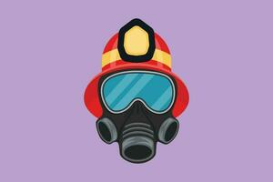 gráfico plano Projeto desenhando bombeiro protetora capacete e gás respirador. combate a incêndios equipamento, mascarar com óculos e ar filtros. proteção contra envenenamento. desenho animado estilo vetor ilustração