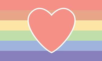 bandeira do arco-íris em tons pastel com coração vetor