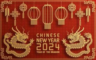 feliz chinês Novo ano 2024 ano do a chinês Dragão zodíaco vetor