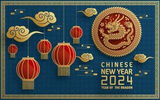 feliz chinês Novo ano 2024 ano do a chinês Dragão zodíaco vetor