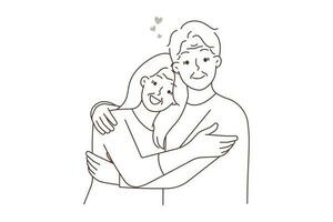 retrato do feliz maduro casal abraçando mostrando amor e Cuidado. sorridente idosos homem e mulher abraçando e carinho. velho pessoas relacionamentos. vetor ilustração.