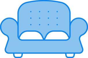 Duplo assento sofá azul e branco ícone. vetor