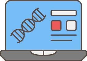 dna estrutura dentro computador portátil tela colorida ícone. vetor