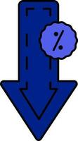 azul baixa Forma de pagamento seta ícone ou símbolo. vetor