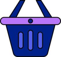 roxa e azul compras cesta plano ícone. vetor