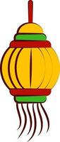 circular papel lanterna ícone dentro vermelho e amarelo cor plano estilo. vetor