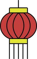circular chinês lanterna vermelho e amarelo ícone. vetor
