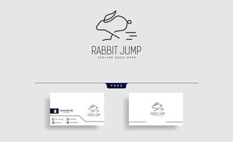 coelho ou coelho salto animal linha arte estilo logotipo modelo vetor ícone elemento isolado
