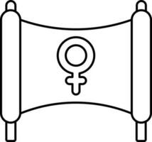 feminismo bandeira ícone dentro Preto linha arte. vetor